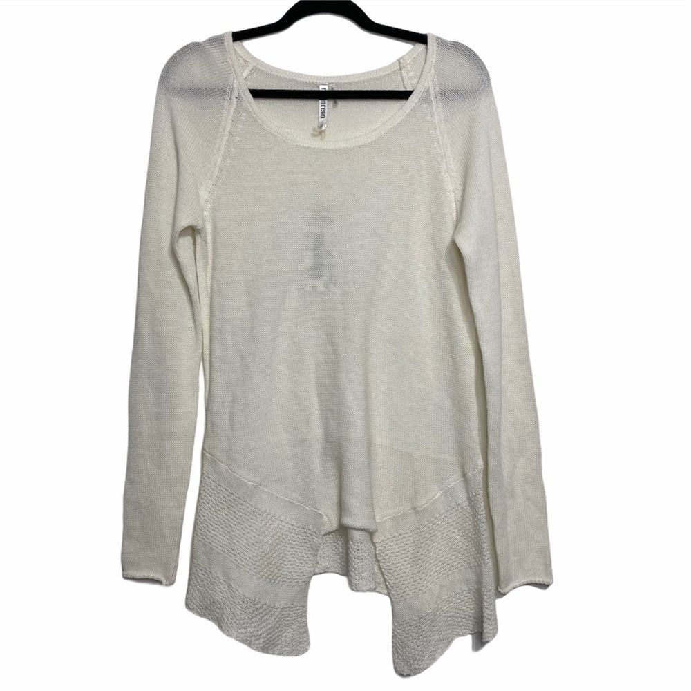 Monoreno Off White Linen Blend Long Sleeve Top Womens M NWT